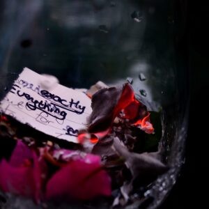 A love letter being burned - perhaps a prayer